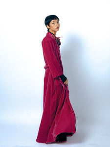 1940's Fuchsia Silk Velvet Dressing Gown