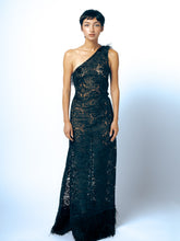 Load image into Gallery viewer, 1970&#39;s Custom Lace Gown With Feathers