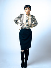 Load image into Gallery viewer, 1980&#39;s Emmanuelle Khanh Made In France Black Wool Pencil Skirt