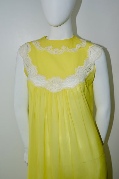Sunshine Yellow 1960's Peignoir Slip