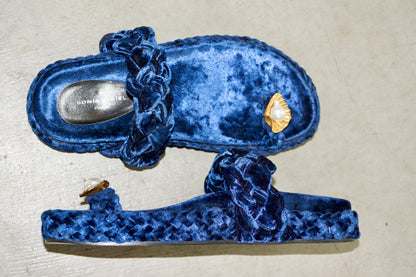 Sonia Rykiel Midnight Velvet Slides with Pearl Shell Detail