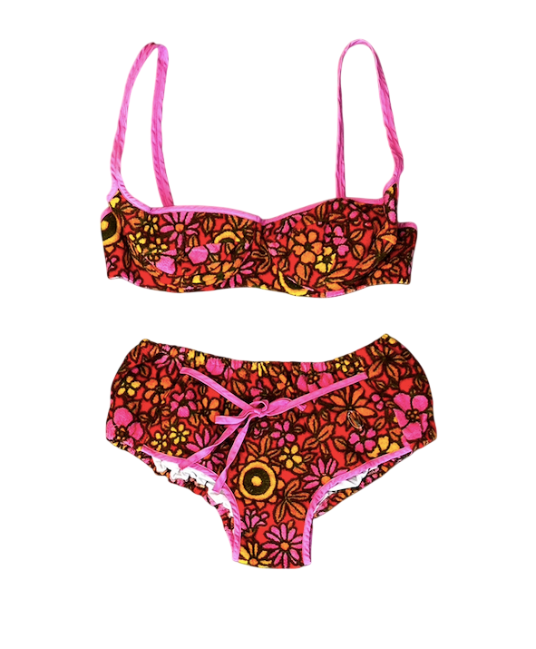 1960's Terry Cloth Floral Bikini