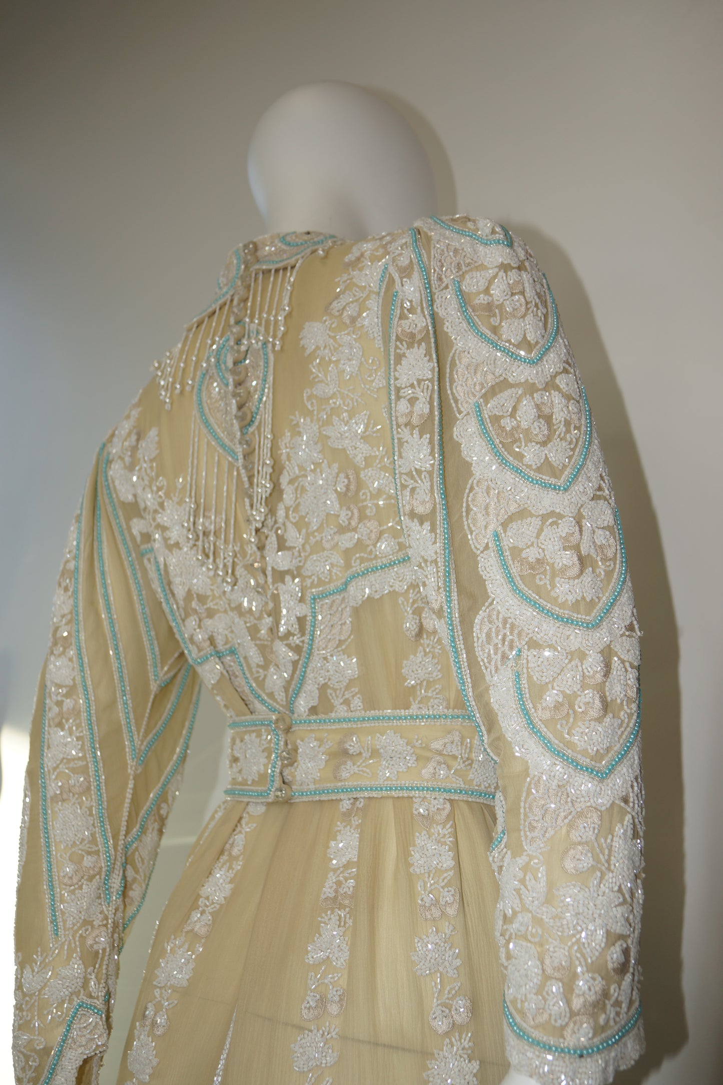 Charles Hill-Roth Beaded Silk Chiffon Dress