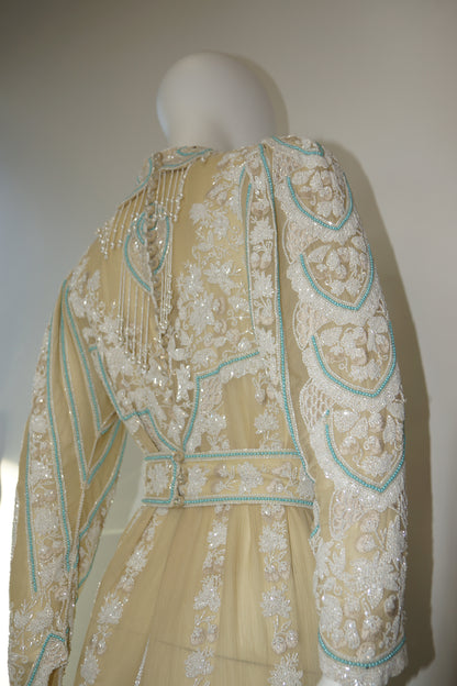 Charles Hill-Roth Beaded Silk Chiffon Dress