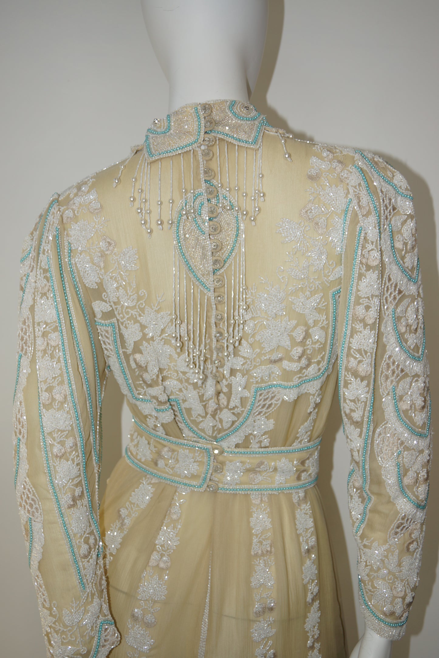 Charles Hill-Roth Beaded Silk Chiffon Dress