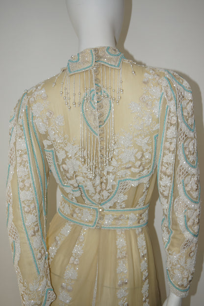 Charles Hill-Roth Beaded Silk Chiffon Dress