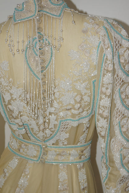 Charles Hill-Roth Beaded Silk Chiffon Dress