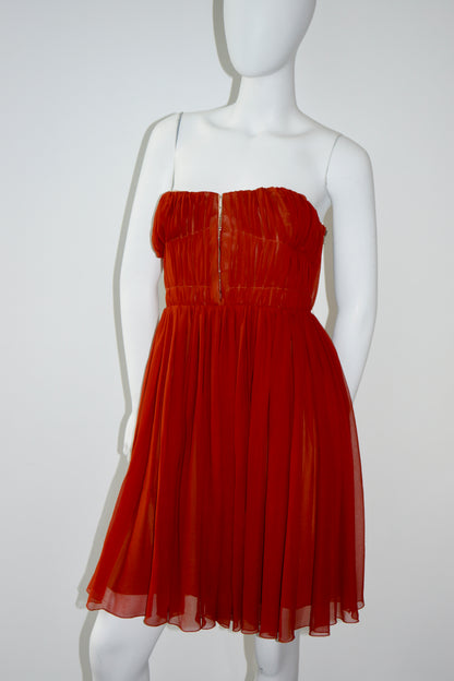 Carven Strapless Silk Mini Dress