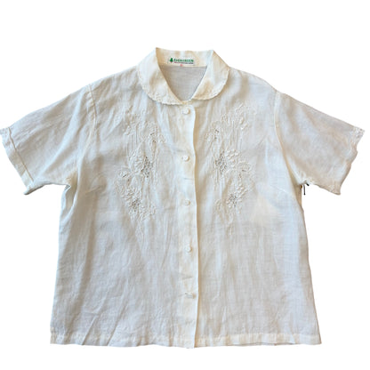 Evergreen Linen Embroidered Blouse