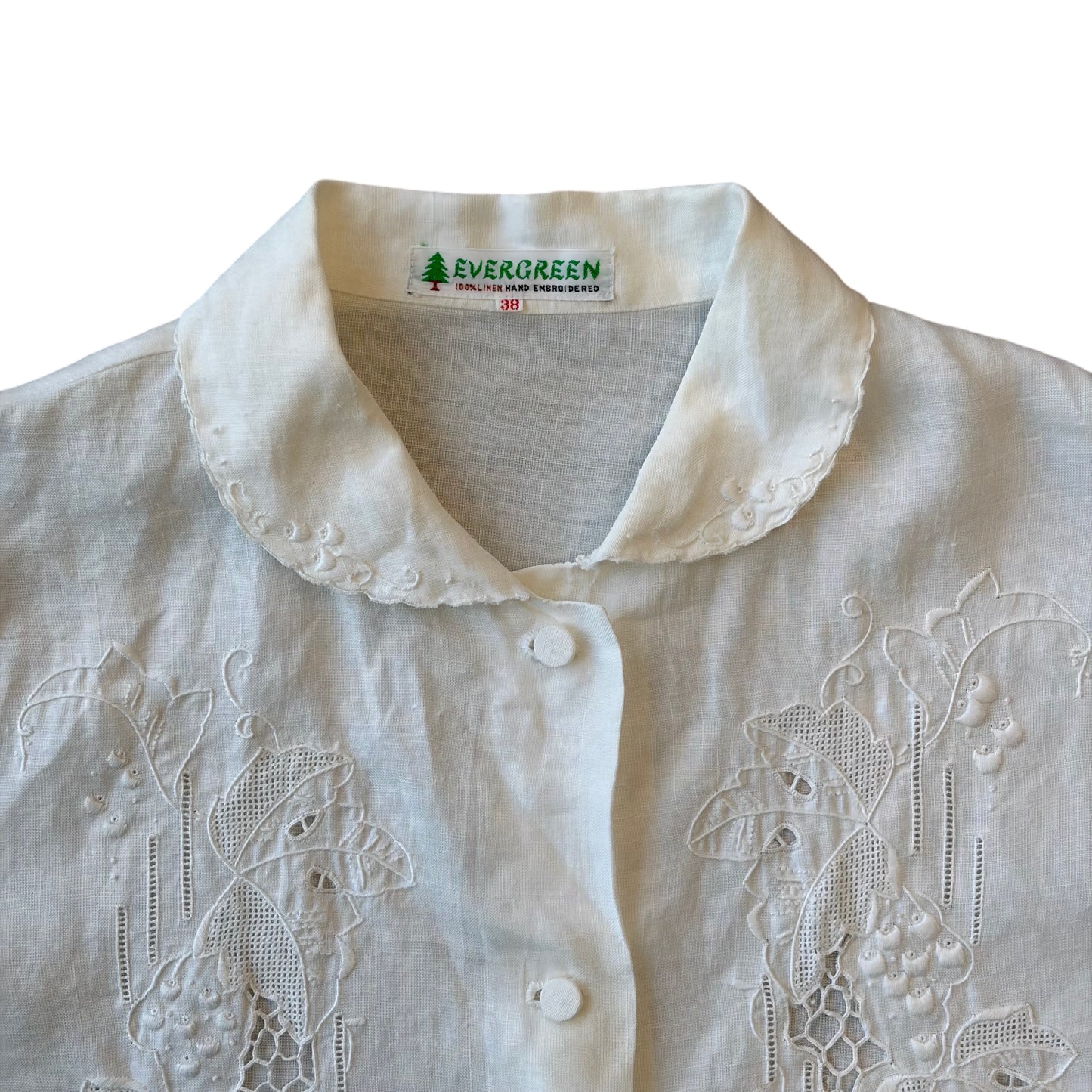 Evergreen Linen Embroidered Blouse