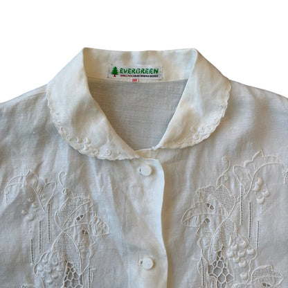 Evergreen Linen Embroidered Blouse