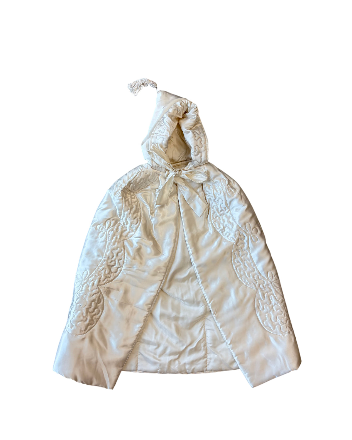 1940s Ivory Quilted Satin Cape