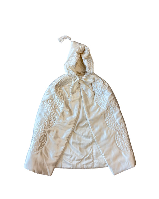 1940s Ivory Quilted Satin Cape