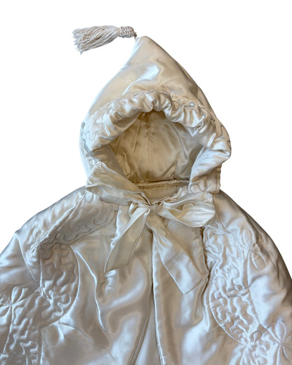 1940s Ivory Quilted Satin Cape