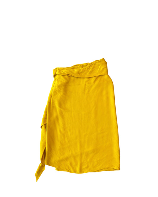 Cedric Charlier Golden Silk Wrap Skirt