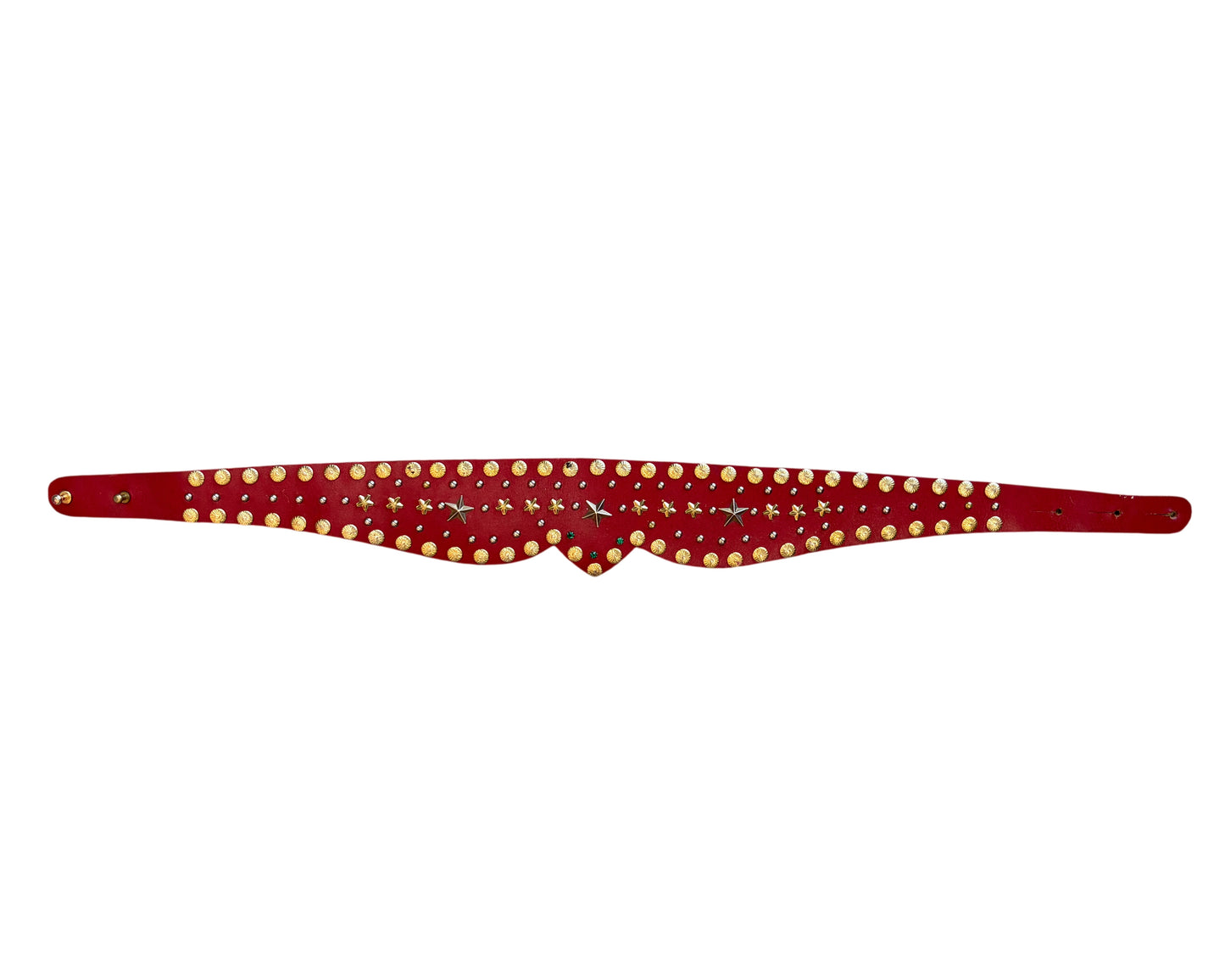 Red Embellished Leather Belt