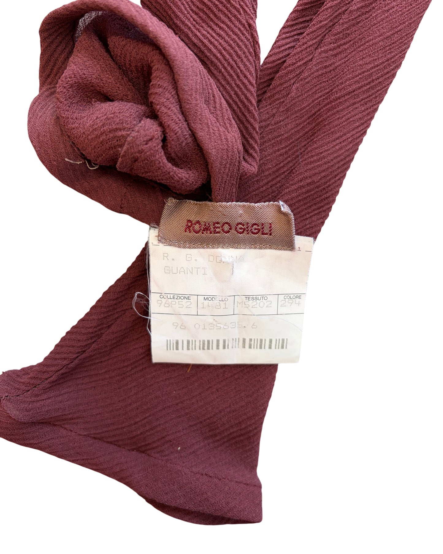 Romeo Gigli Burgundy Silk Gloves