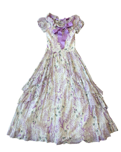 1930's Ruffle Printed Maxi Dress