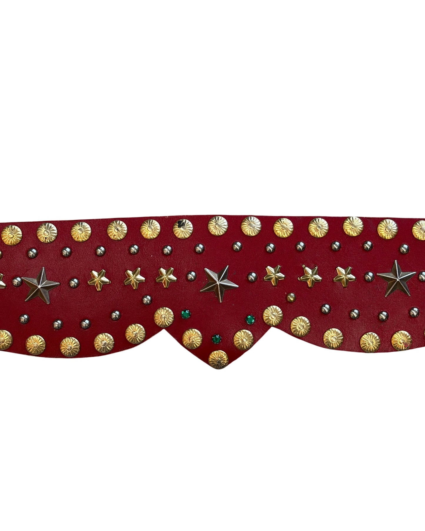 Red Embellished Leather Belt