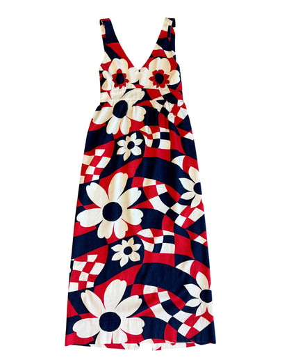 1960's Handmade Cotton Floral Printed Dress