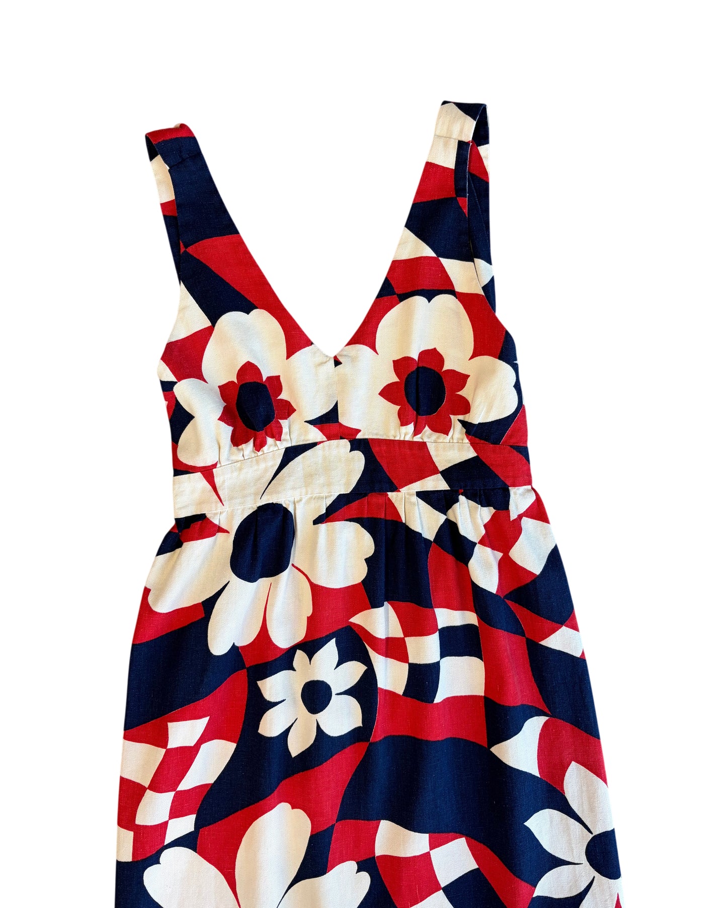 1960's Handmade Cotton Floral Printed Dress
