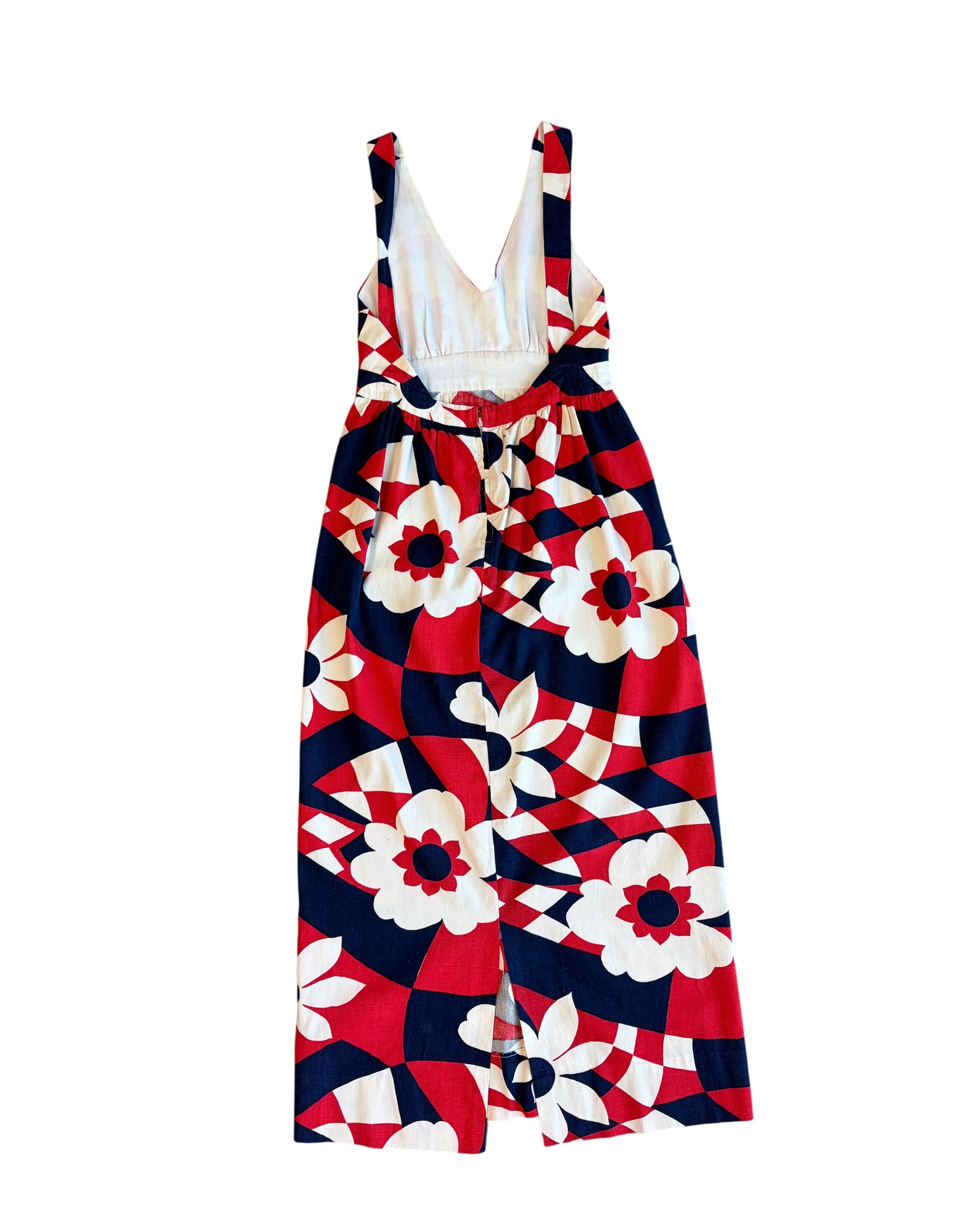 1960's Handmade Cotton Floral Printed Dress