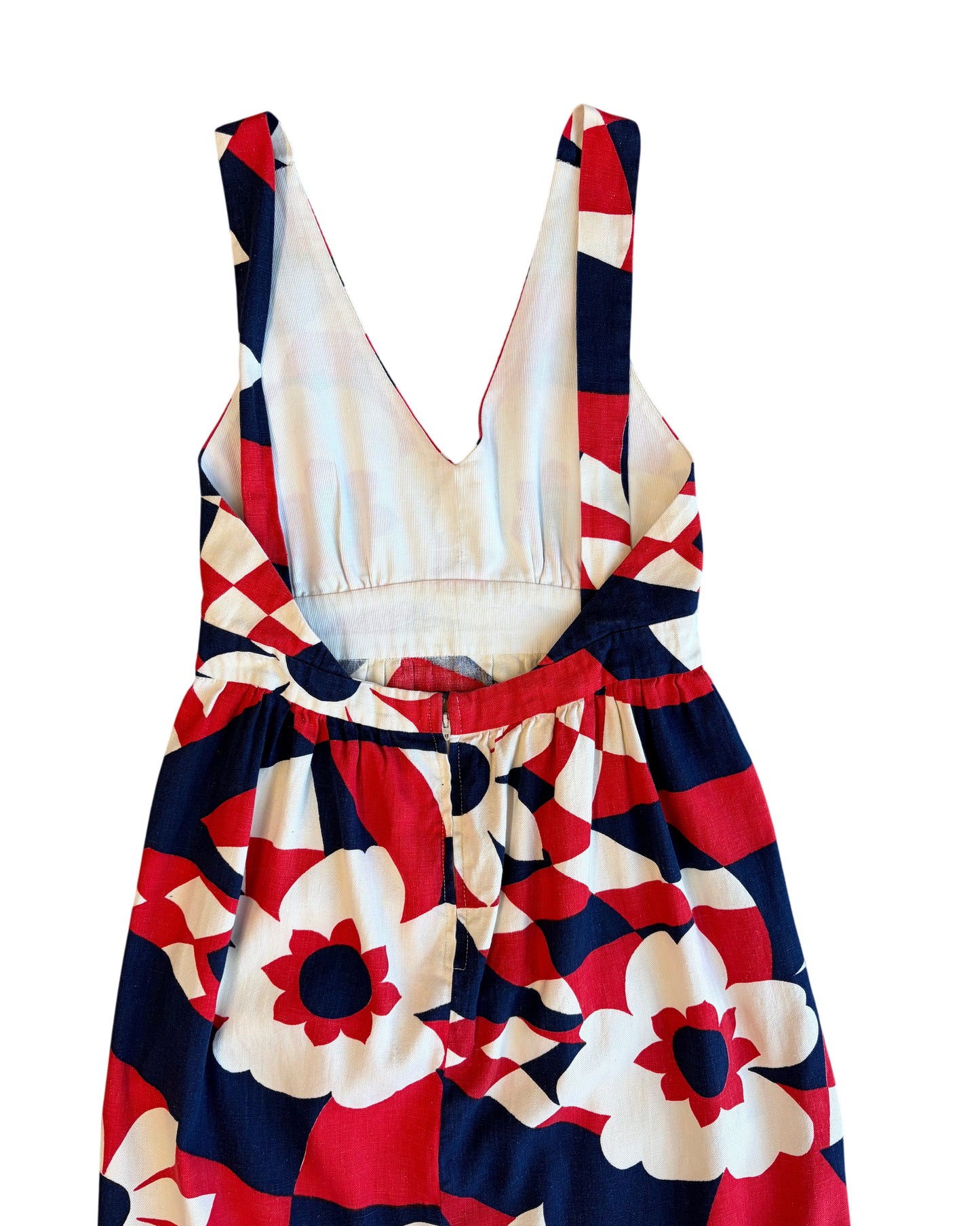 1960's Handmade Cotton Floral Printed Dress