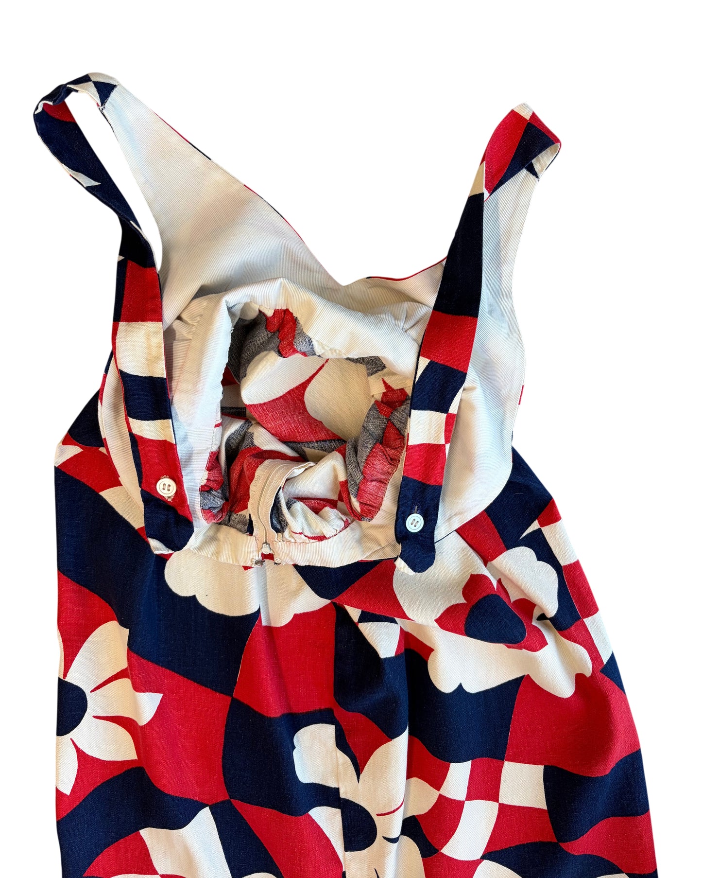 1960's Handmade Cotton Floral Printed Dress