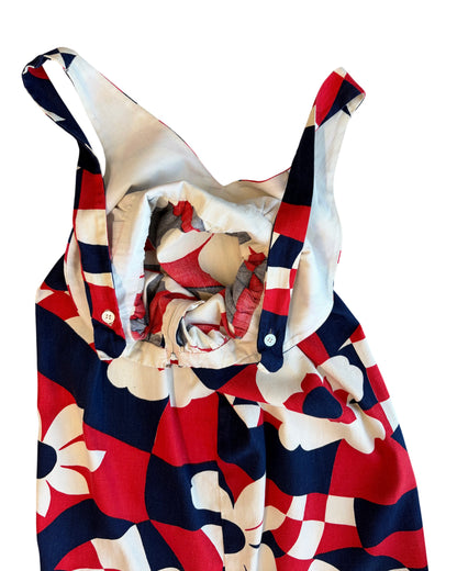 1960's Handmade Cotton Floral Printed Dress