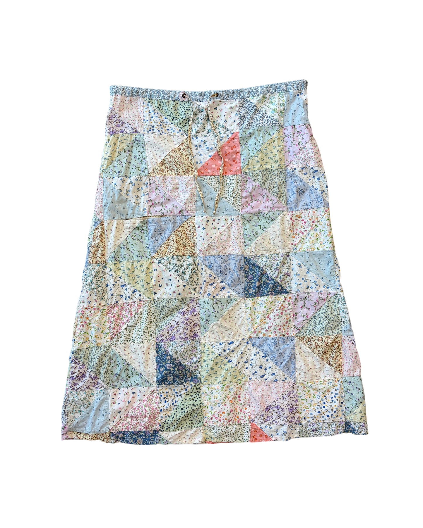 1970s Blue Sky Cotton Patchwork Skirt