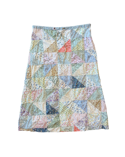 1970s Blue Sky Cotton Patchwork Skirt