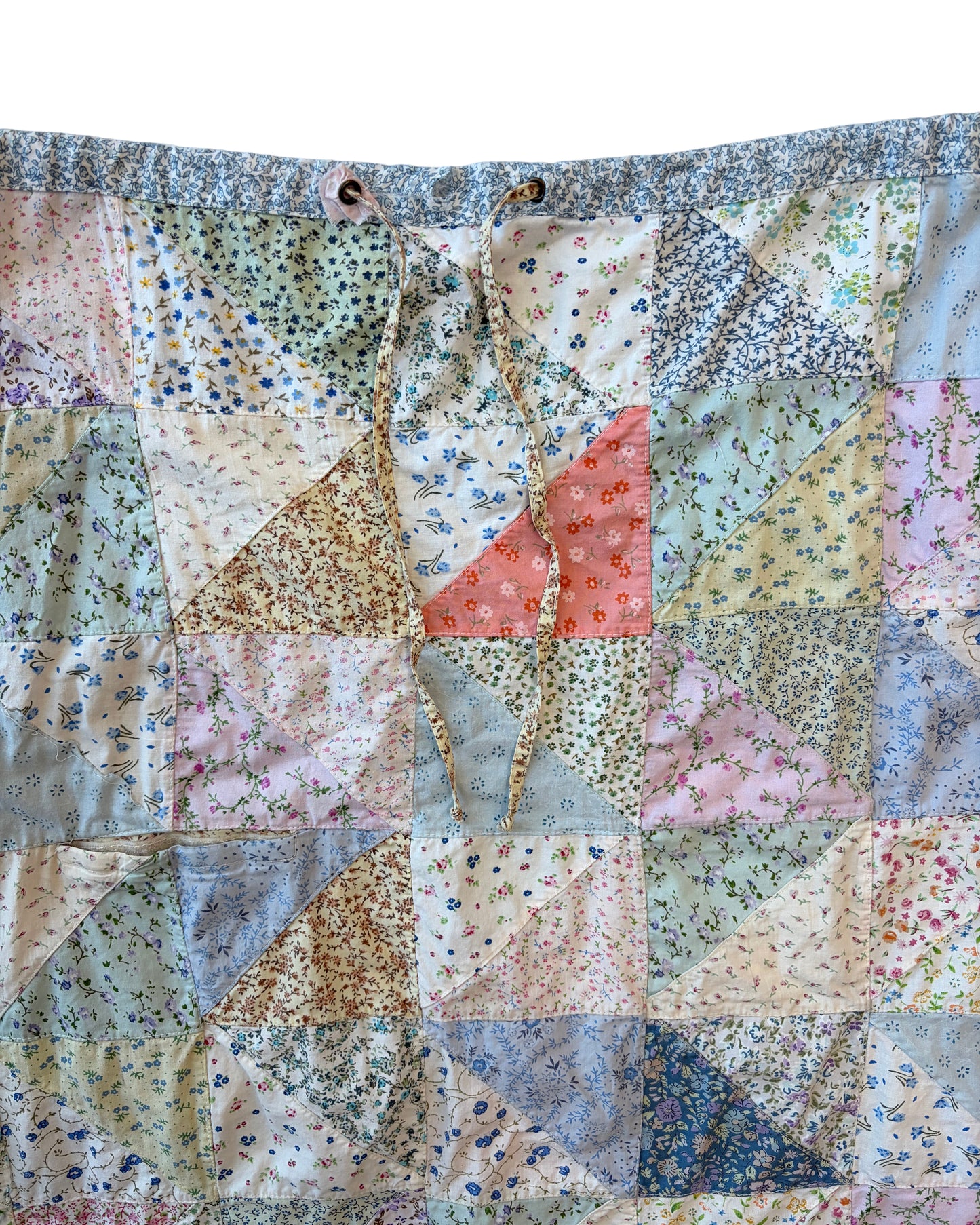 1970s Blue Sky Cotton Patchwork Skirt