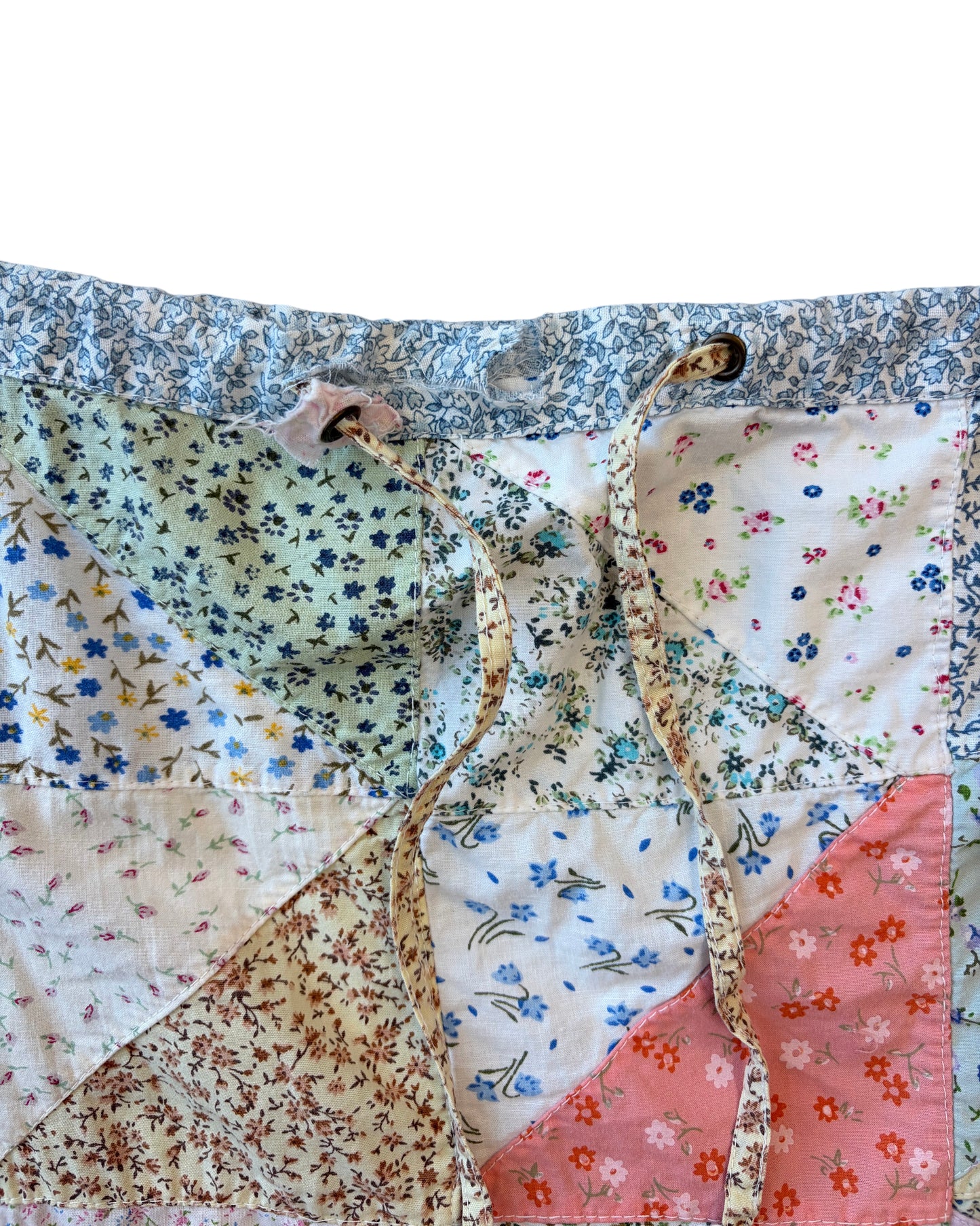 1970s Blue Sky Cotton Patchwork Skirt