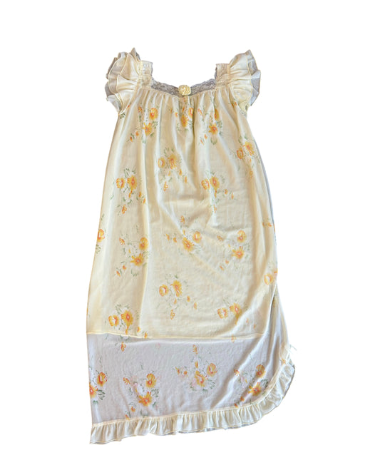 Yellow Floral Ruffle Peignoir Slip Dress
