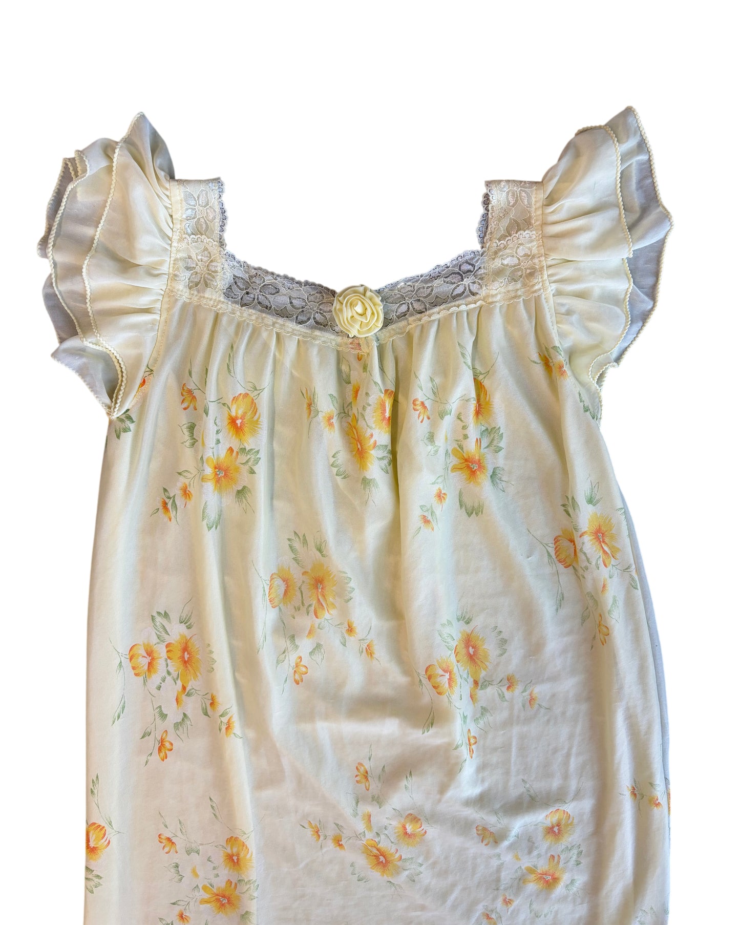 Yellow Floral Ruffle Peignoir Slip Dress