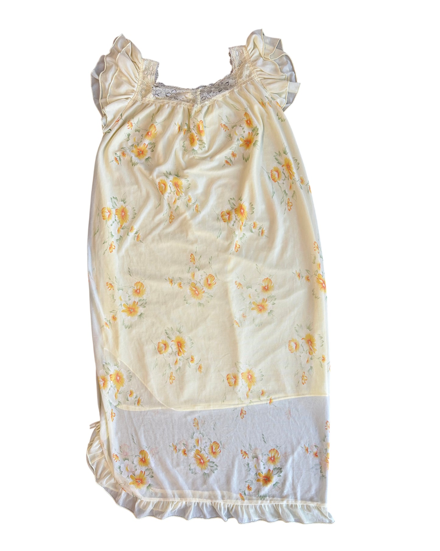 Yellow Floral Ruffle Peignoir Slip Dress