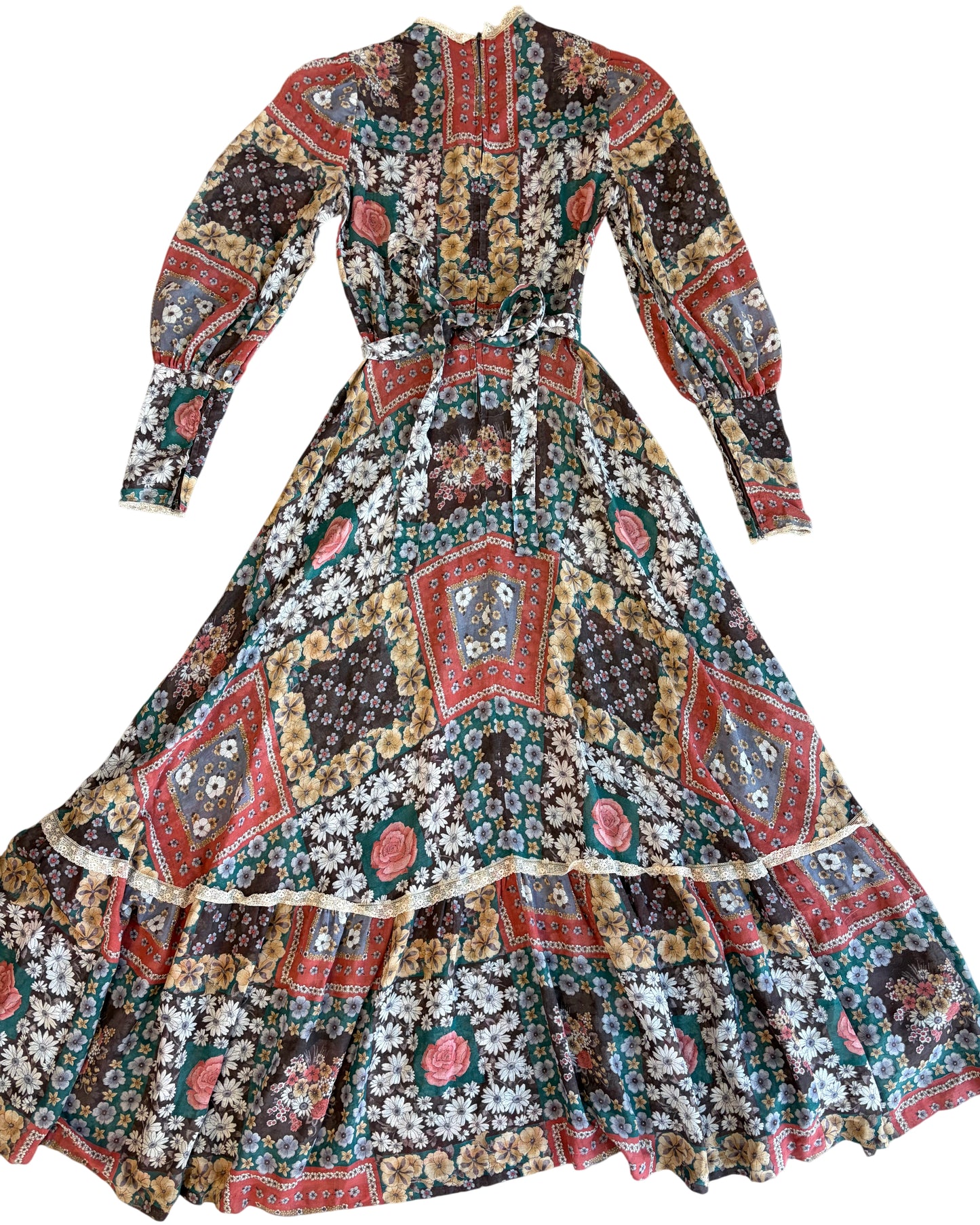 1970's Patchwork Print Dress