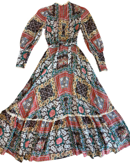 1970's Patchwork Print Dress