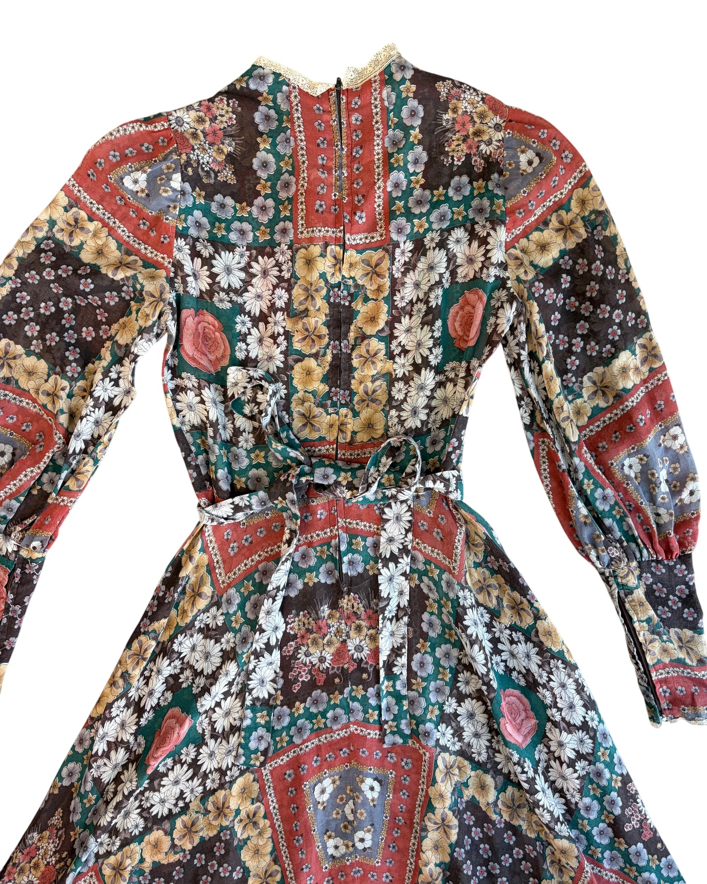 1970's Patchwork Print Dress