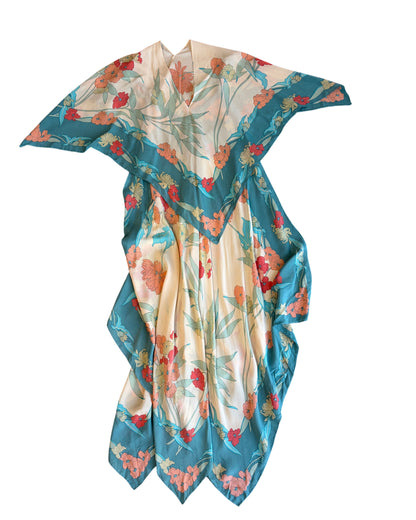 1970's Brijo Silk Handkerchief Dress Two-Piece Set