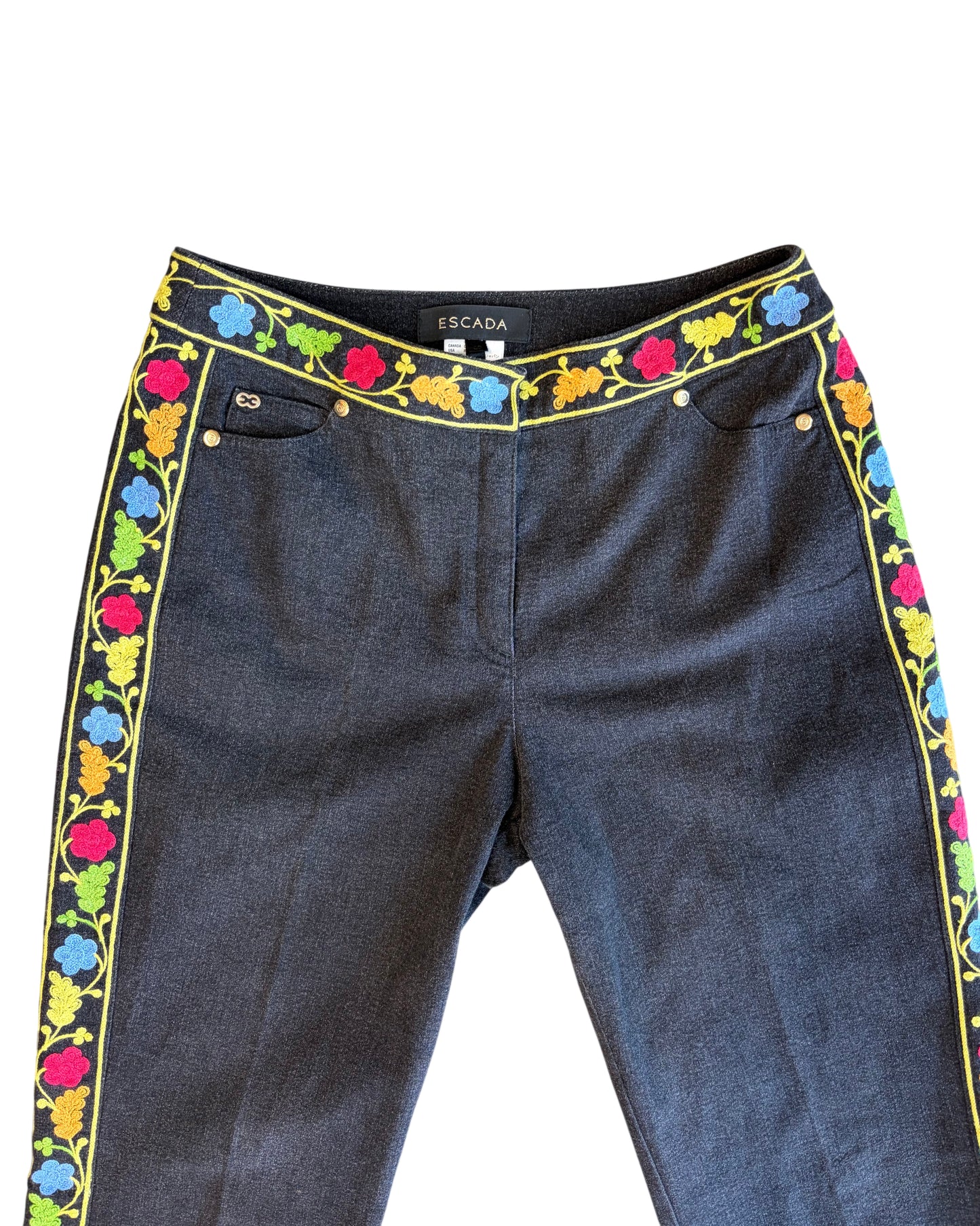Vintage Escada Embroidered Denim Pants