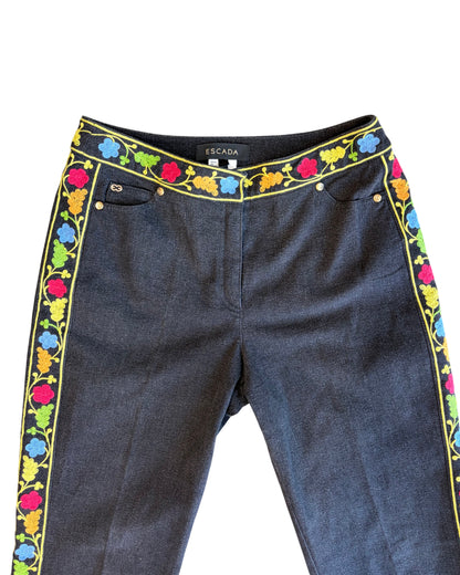 Vintage Escada Embroidered Denim Pants