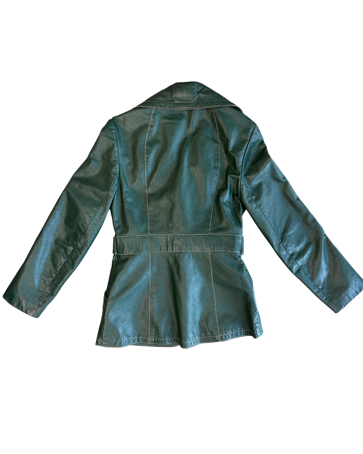 1970's Green Leather Belted Jacket
