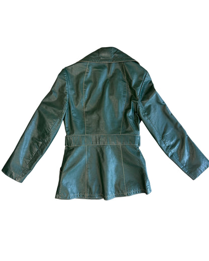 1970's Green Leather Belted Jacket
