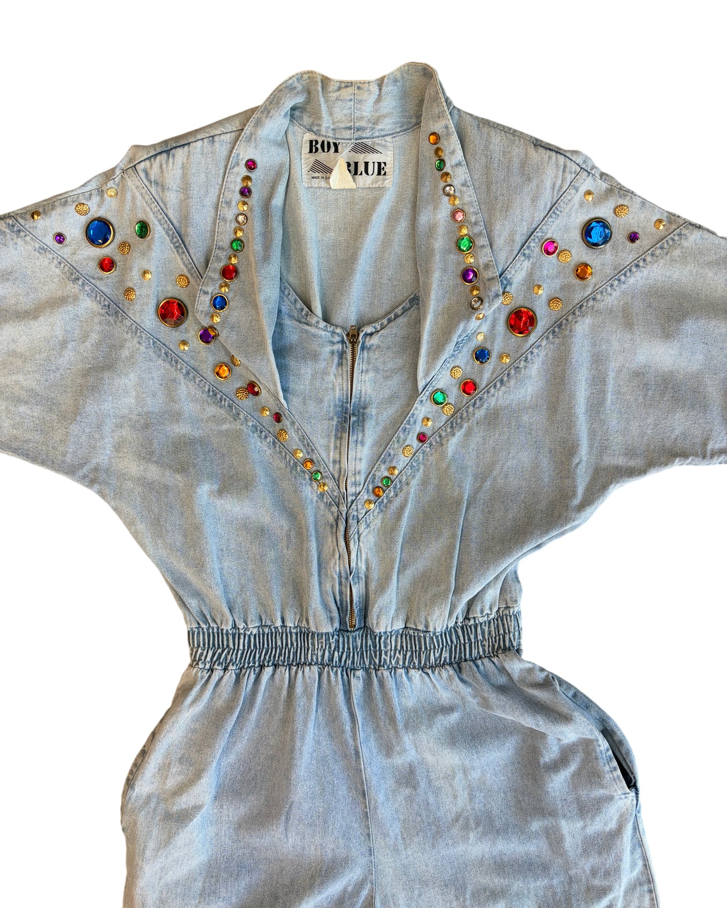 1980's Jeweled Denim Jumpsuit