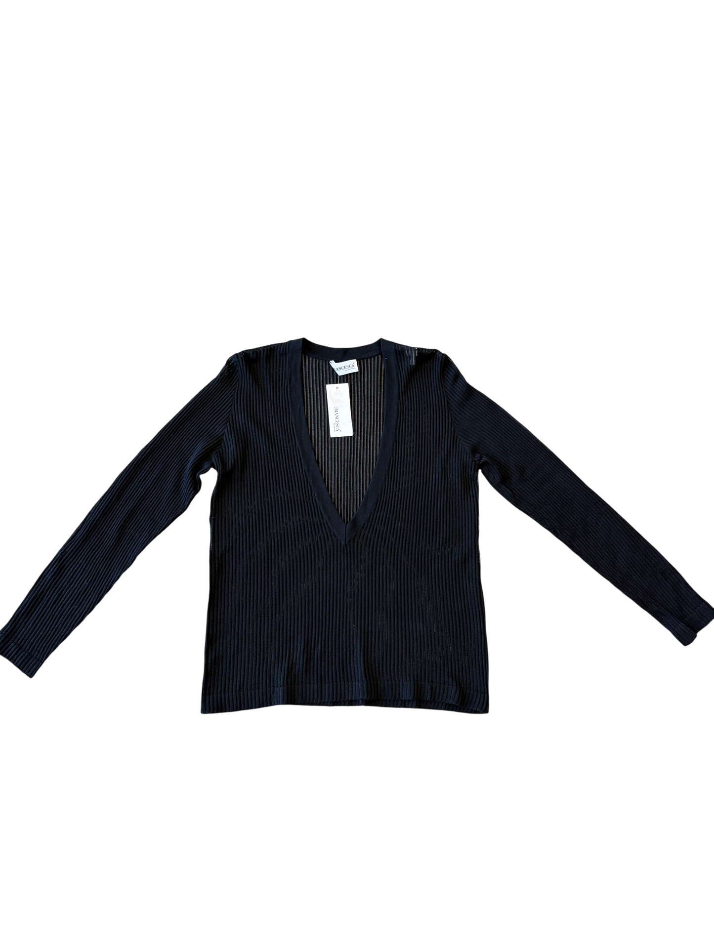 Francesca by Sottini Sheer Ribbed Knit Top