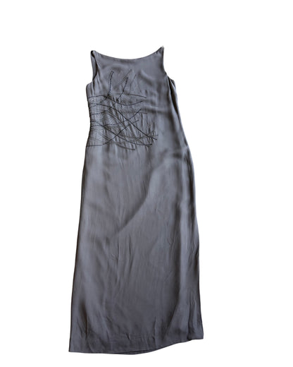 1990s Gianfranco Ferré Deadstock Charcoal Beaded Gown