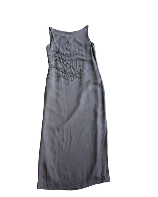 1990s Gianfranco Ferré Deadstock Charcoal Beaded Gown