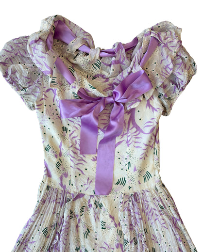 1930's Ruffle Printed Maxi Dress