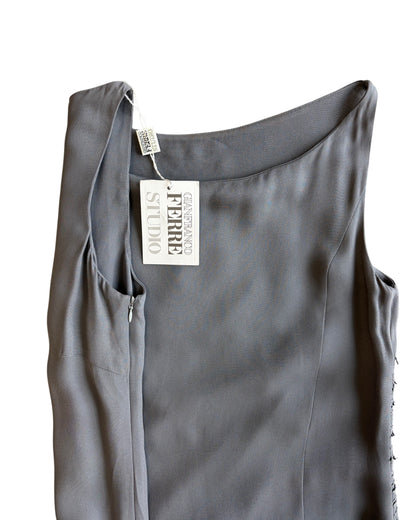 1990s Gianfranco Ferré Deadstock Charcoal Beaded Gown